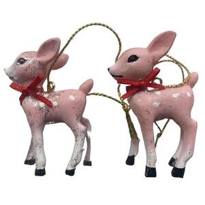 Pink Reindeer Fawn Christmas Ornament Box of 2 Target Wondershop New